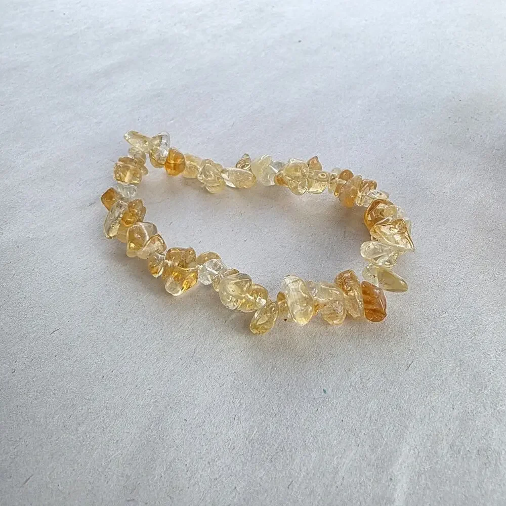 KJC HSN 925 Sterling Silver Genuine Stone Citrine stretch Bracelet‎ 7” New